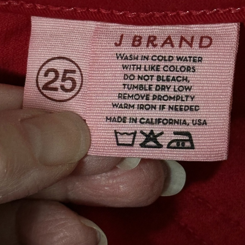 JBrand ZOEY Bright Red Velvety Corduroy Jeans “Great Red” Wash Zippered Pockets - Picture 13 of 14